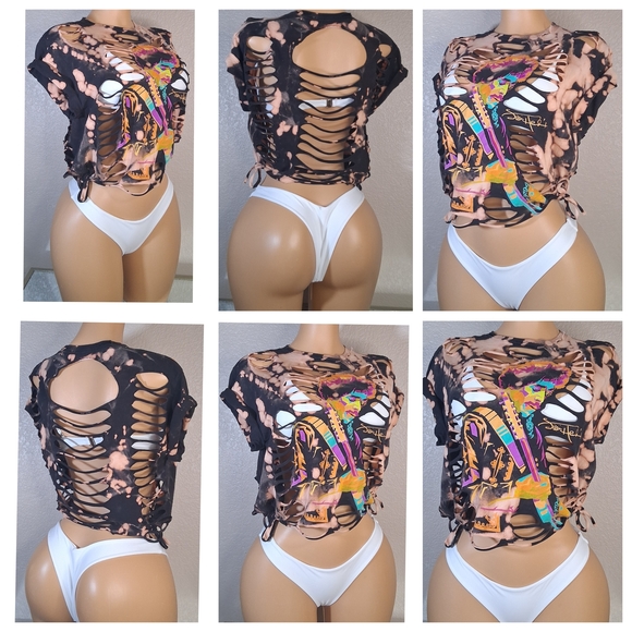 Tops - Stylish Black and Orange Women's Top